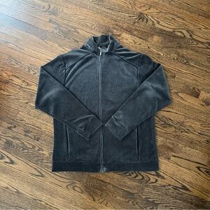 Vtg 00s DKNY Active Rare Men’s Sz XL Charcoal Gray Velour  Full Zip Track Jacket